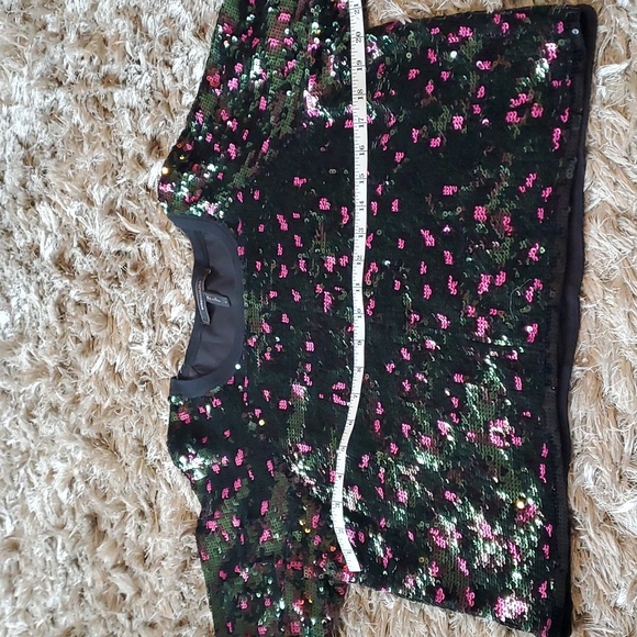 BCBG MAXAZRIA sequin and silk oversized top - Picture 7 of 13